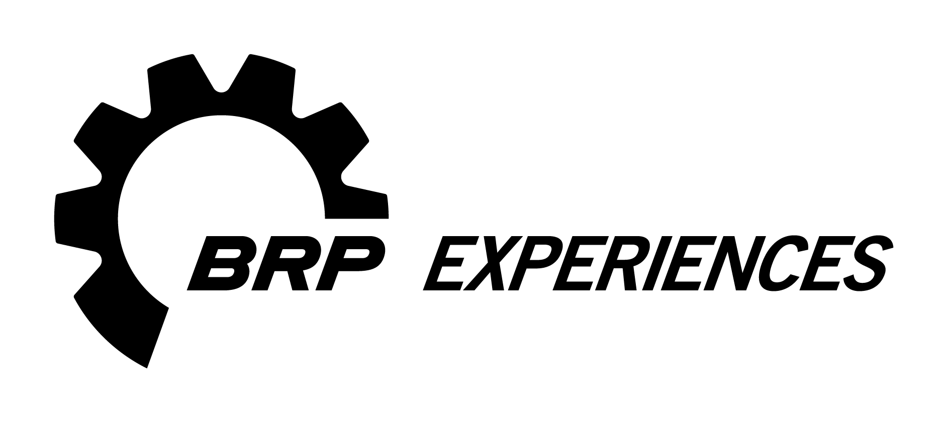 BRP Experiences logo with gear icon in black and white